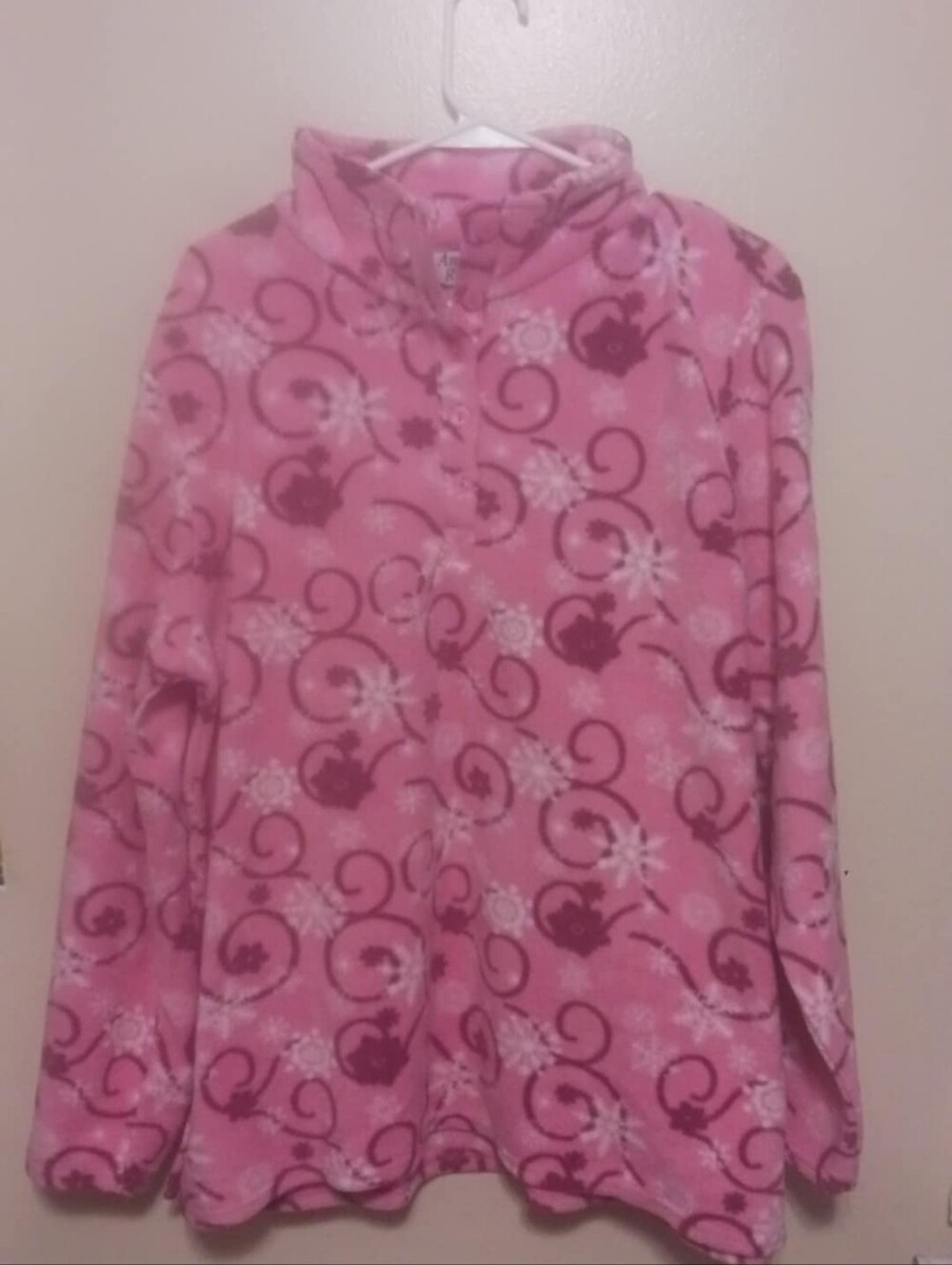 Anthony Richards Cozy Pink Snowflake Fleece Pullover Xl A-32